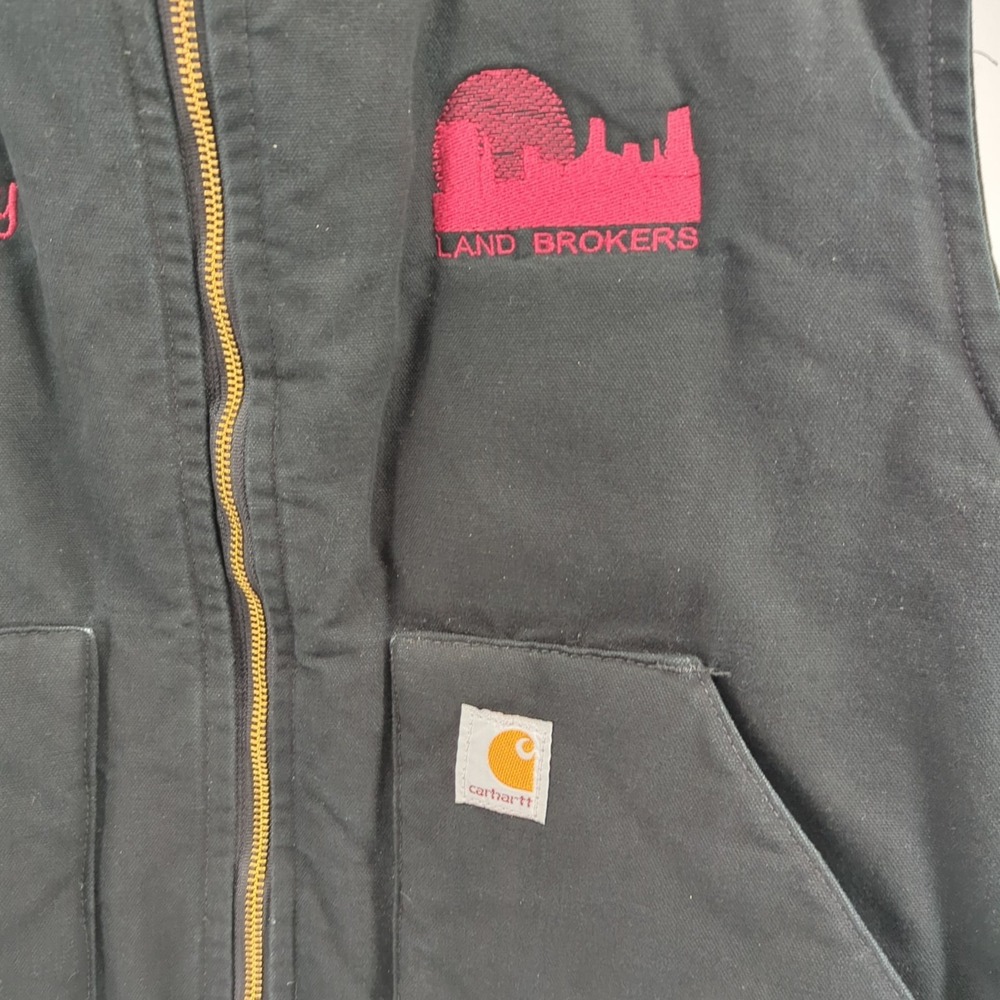 Carhartt Vest Quilt Lined V01 Men 2XL Black Relaxed Fit Company Name Embroidered - Picture 2 of 9